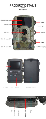 HD 16MP Motion Sensor Camera Outdoor Wildlife 46pcs 940nm IR Light IP66